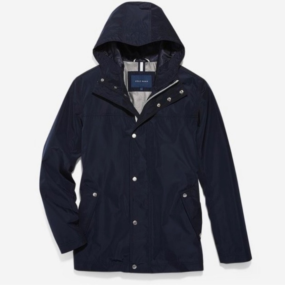 Cole Haan Men's Navy Hooded Rain Jacket XL